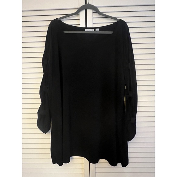 Susan Graver Liquid Knit Bateau Neck 3/4 Split  Sleeve Top A231769 Size 3X - Picture 1 of 9